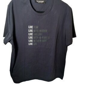 Neil Barrett Mens Live Manifesto Graphic TShirt Navy Blue XL PBJT364S Made Italy